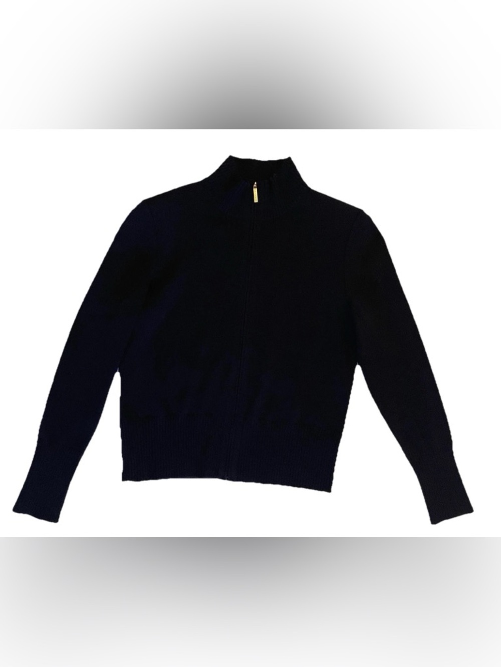 Women’s Black Zip-Front Mock Neck Cardigan Sweater